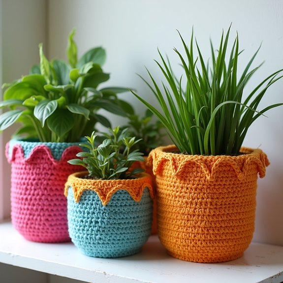 decorative crochet plant covers