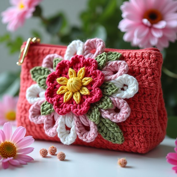 decorative floral accessory pouch