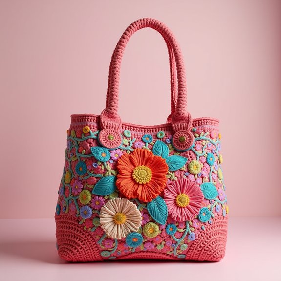 decorative floral shoulder bag