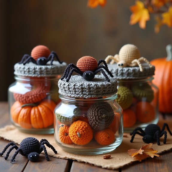 decorative jars with spiders
