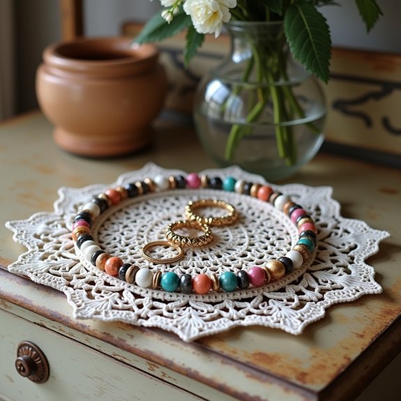 delicate crochet jewelry holder