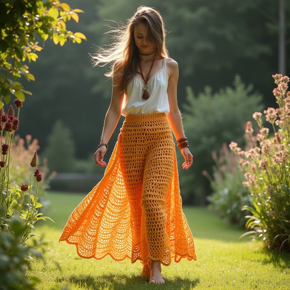 elegant crochet maxi skirt