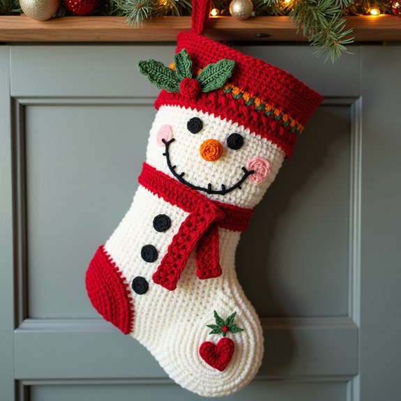 festive snowman holiday stocking