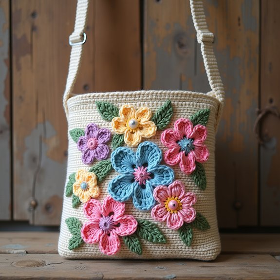 floral crochet sling bag