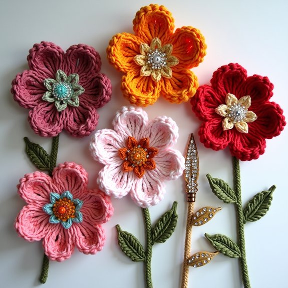 floral crochet wall decor