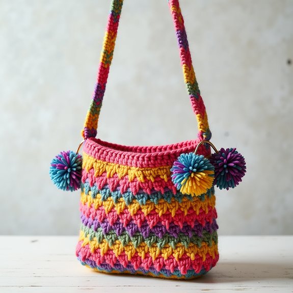 funky pom pom sling bag