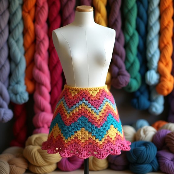 geometric crochet mini skirt