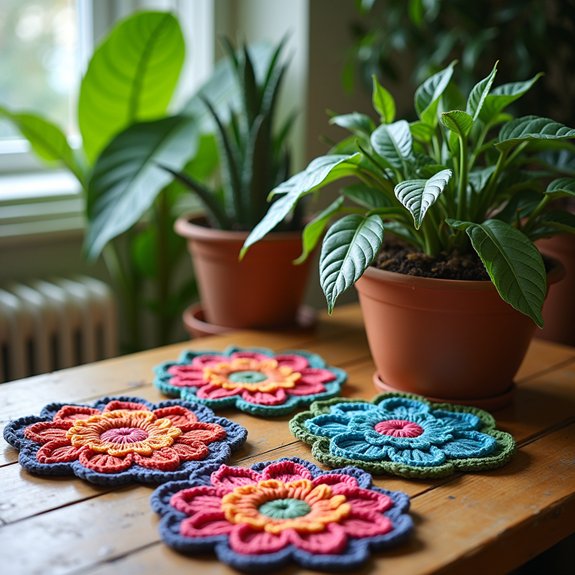 handmade crochet coasters design