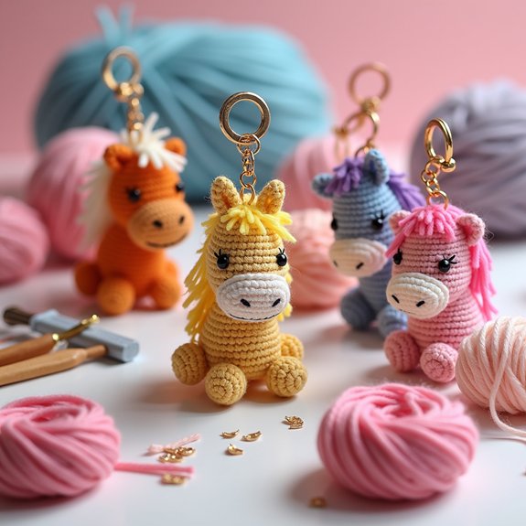 handmade crochet horse keychains