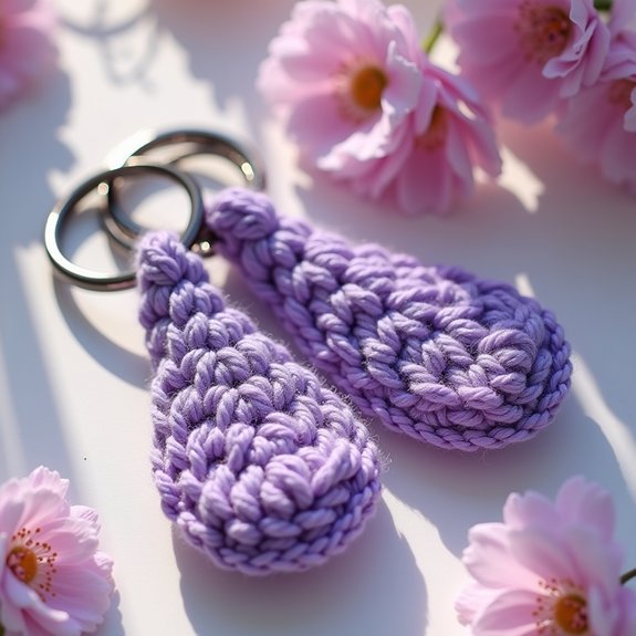 handmade crochet lavender keychains