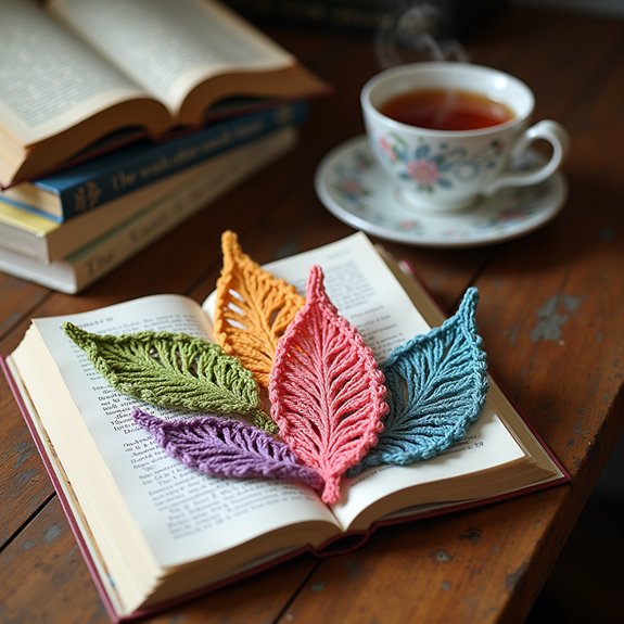 handmade crochet leaf bookmark