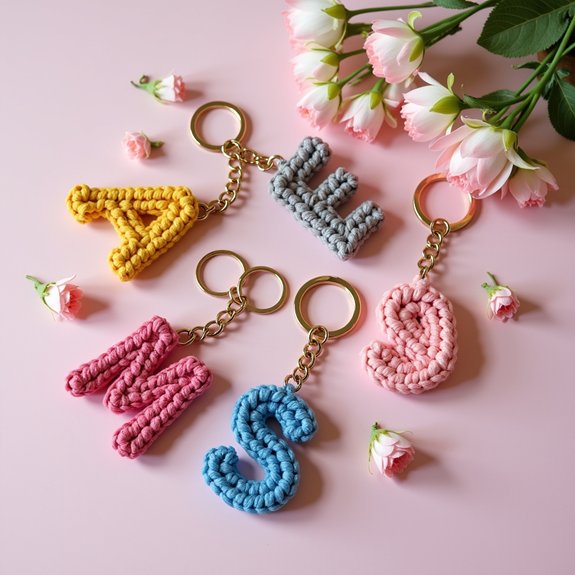 handmade crochet letter keychains