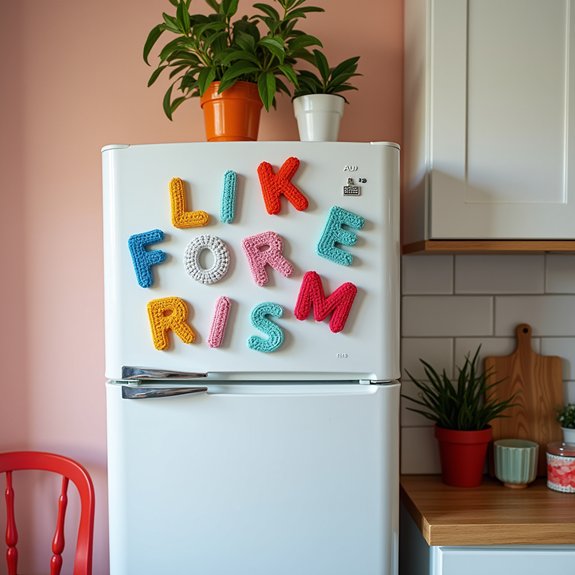 handmade crochet letter magnets