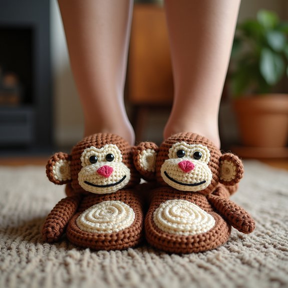 handmade crochet monkey footwear