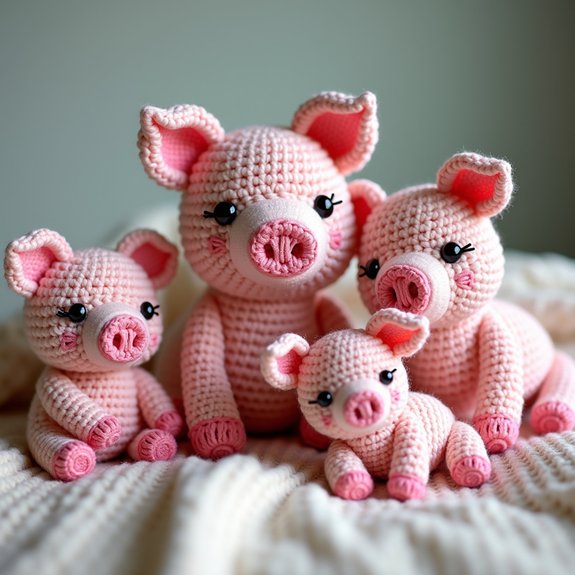 handmade crochet pig toys
