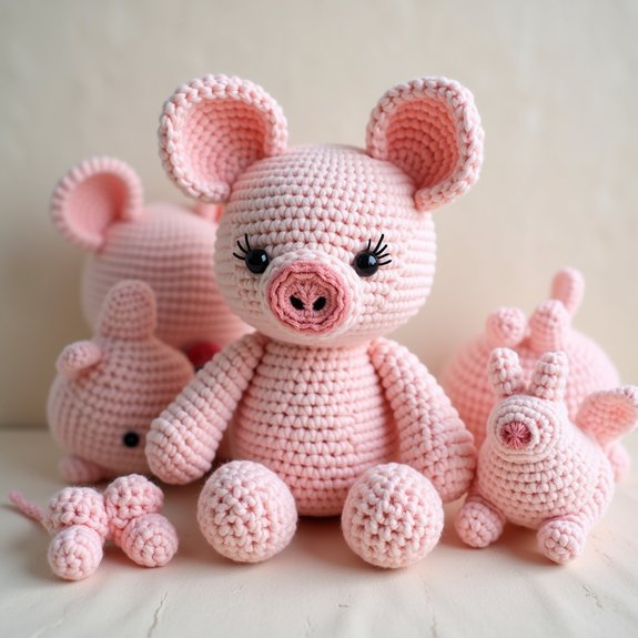 handmade crochet pig toys