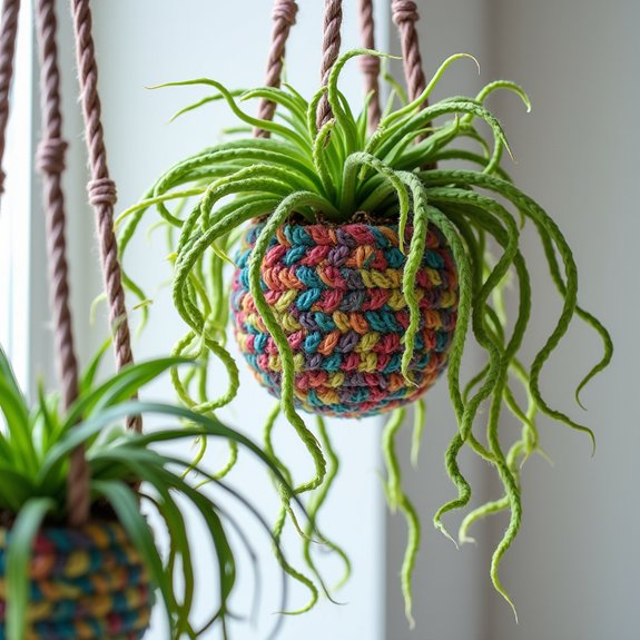 handmade crochet plant hangers