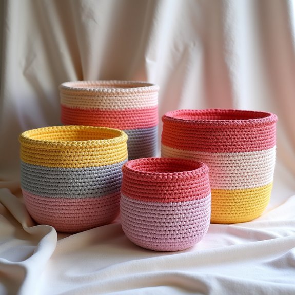 handmade crochet storage baskets