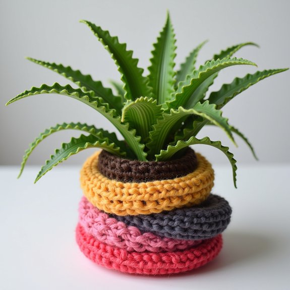 handmade plant holder crochet