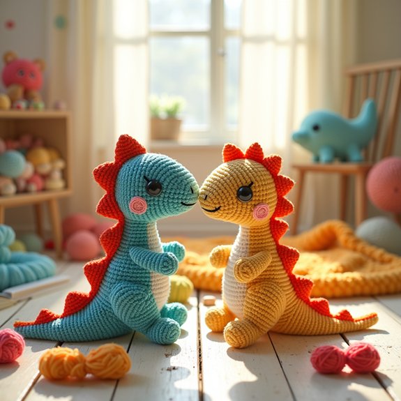 joyful lively dinosaur antics