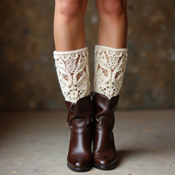lace embellished leg warmers