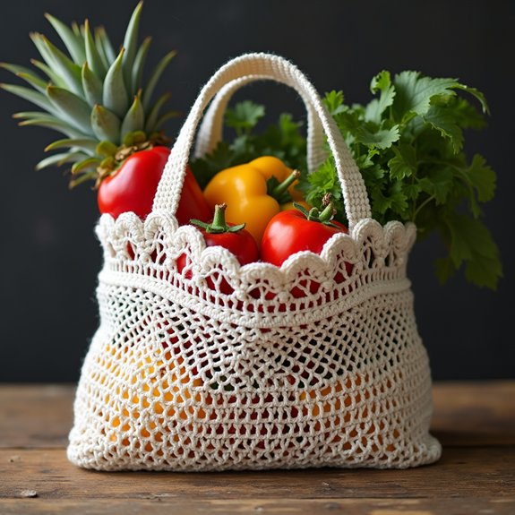 lace trimmed shopping tote