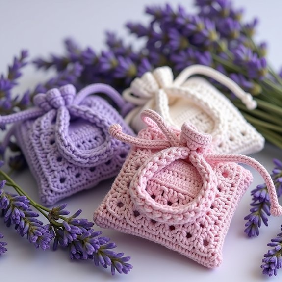 lavender filled crochet pouches