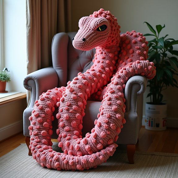 massive crochet snake art