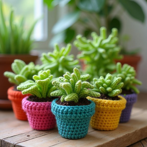 miniature crochet herb garden