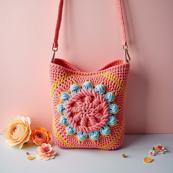 monogrammed crochet sling bag