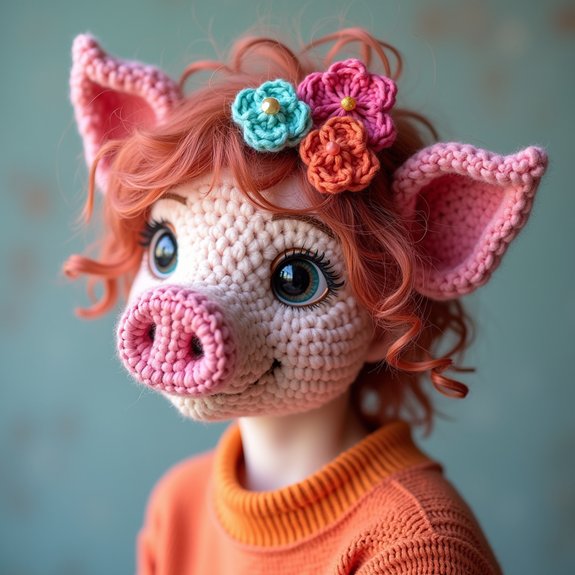 pig themed crochet accessories
