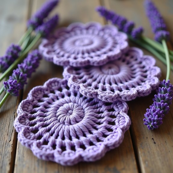 purple floral drink coasters