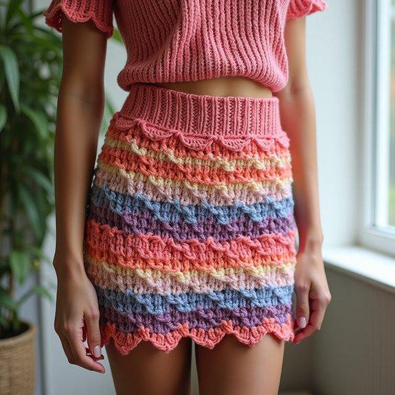 ribbed crochet mini skirt