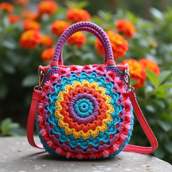 round crochet shoulder bag