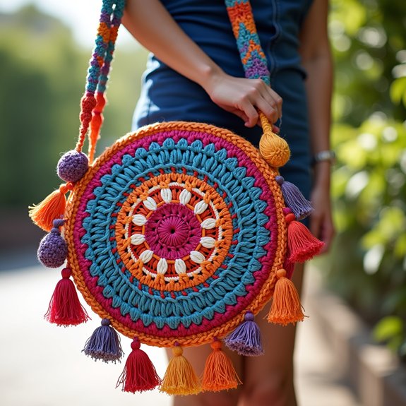 round woven accessory bag