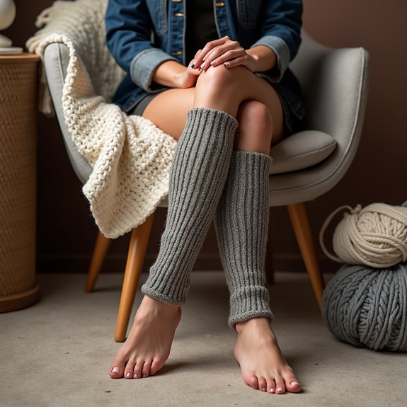 shiny knitted leg accessories