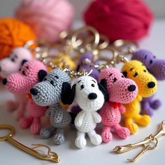 snoopy crochet keychain design