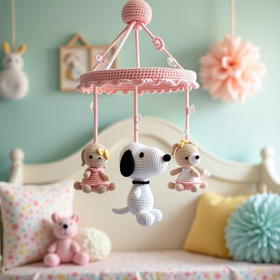 snoopy themed baby mobile
