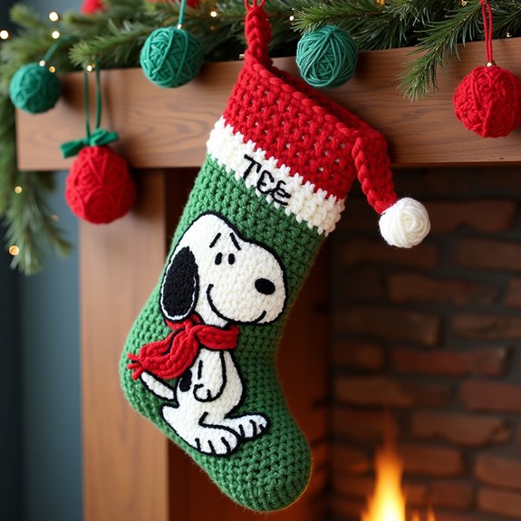 snoopy themed christmas stocking