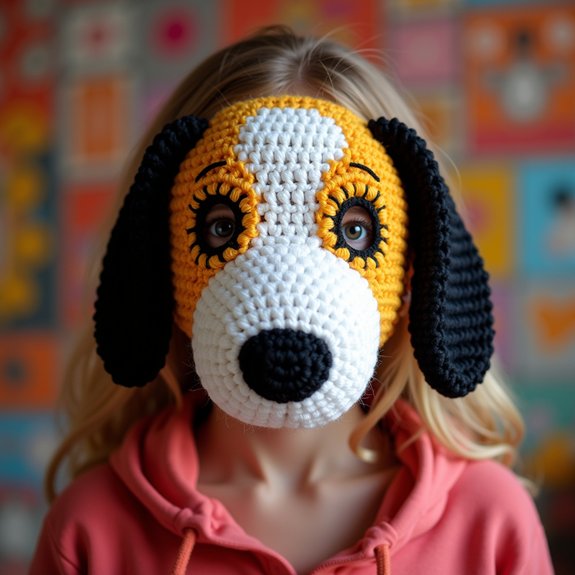 snoopy themed crochet face mask