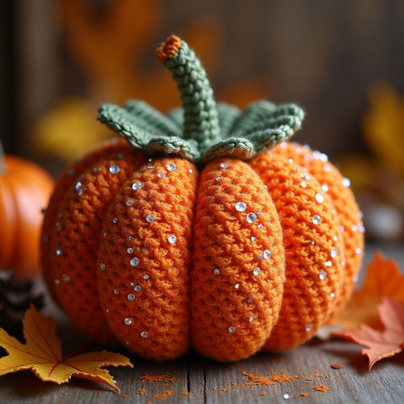 sparkling yarn pumpkin decoration