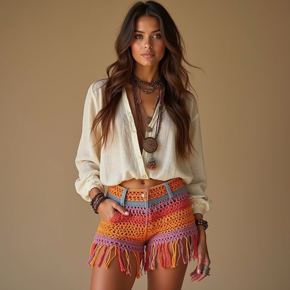 stylish bohemian fringe shorts