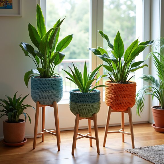 stylish crochet plant holders