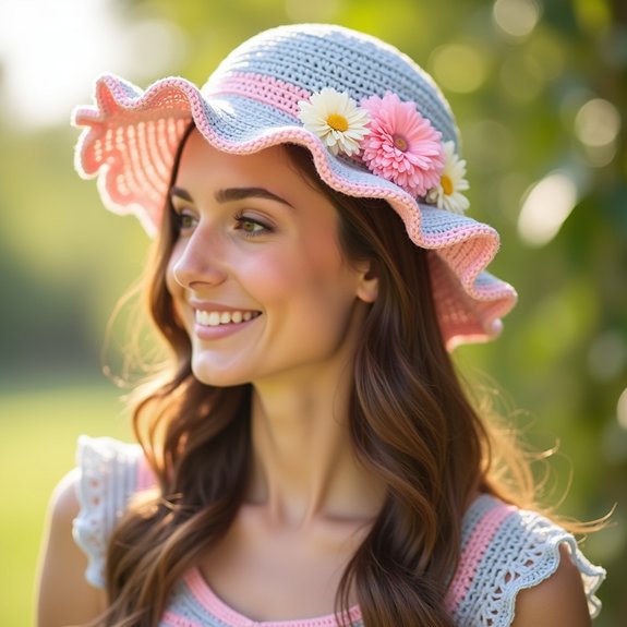 summer hat with ruffles