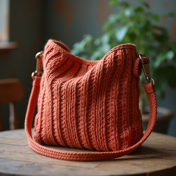 textured cable stitch purse