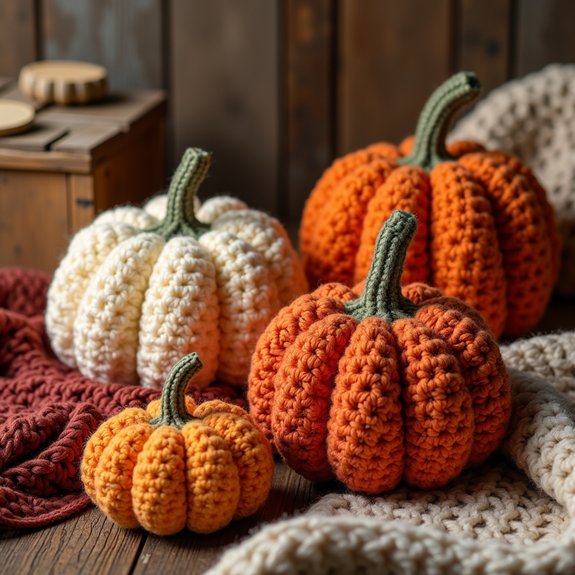 textured crochet pumpkin design