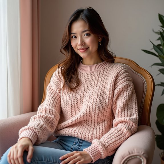 textured long sleeve jumper