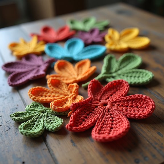 tiny crocheted leaf creations