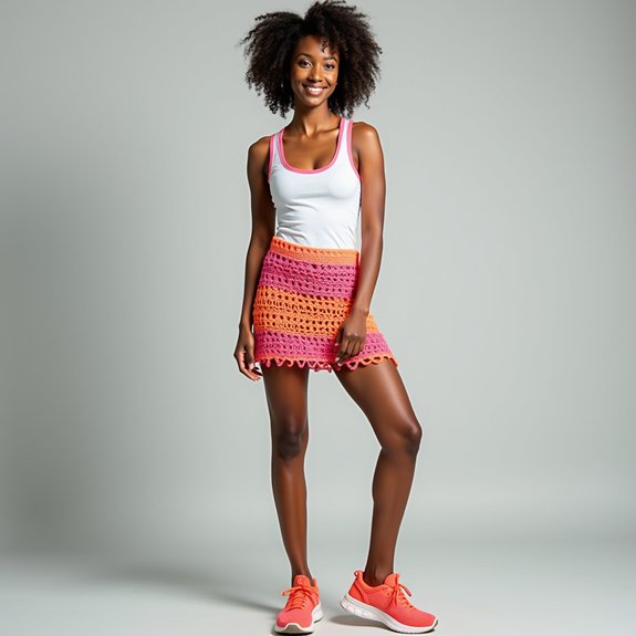 trendy athletic crochet skirt