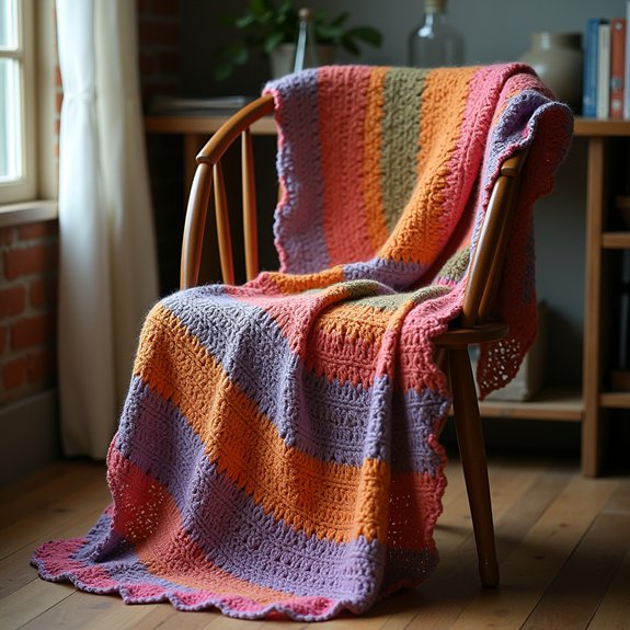 vibrant geometric pattern shawl